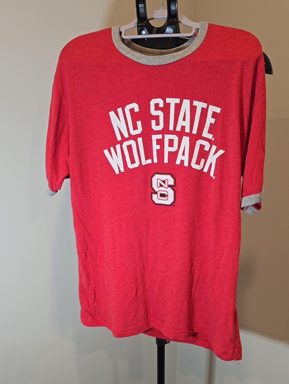 STATE NC State Wolfpack Red Ringer Tee with Gray Trim